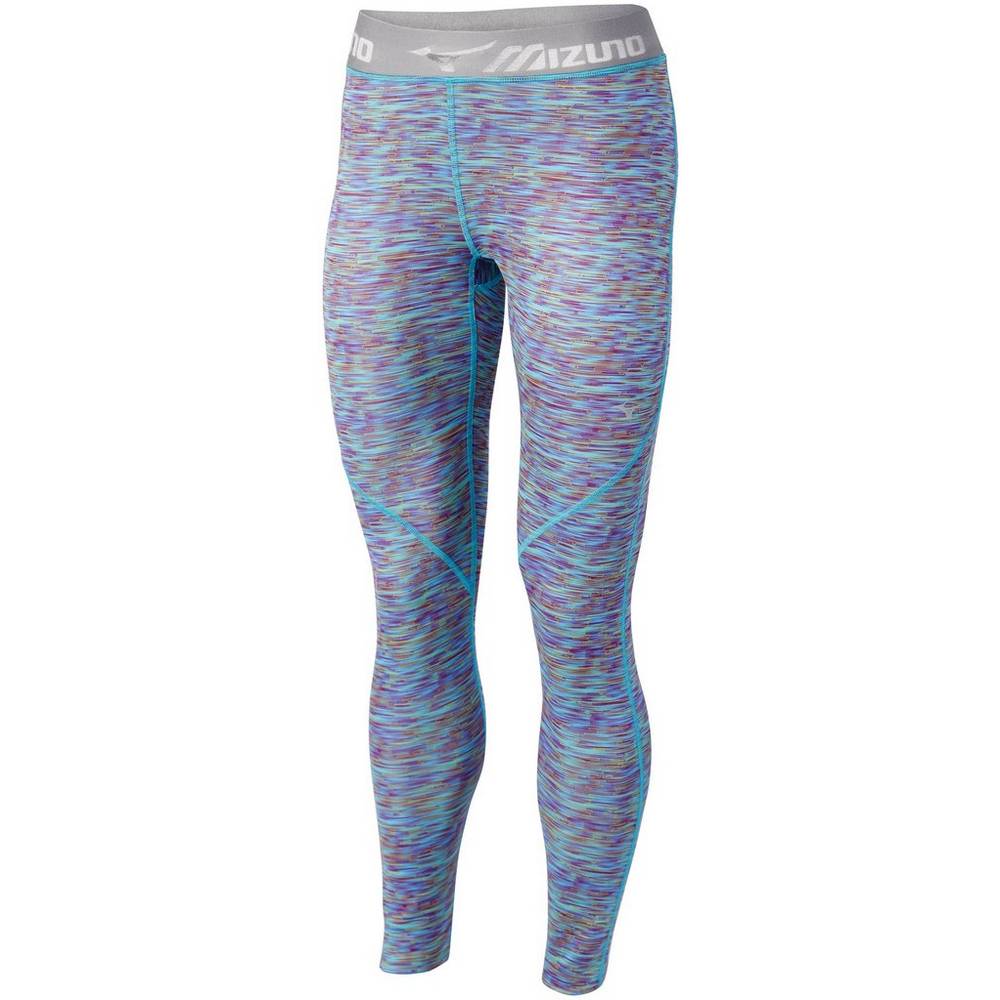 Leggings Mizuno Running Impulse Print Long - Mulher - Azuis Turquesa - EWIMJ8372